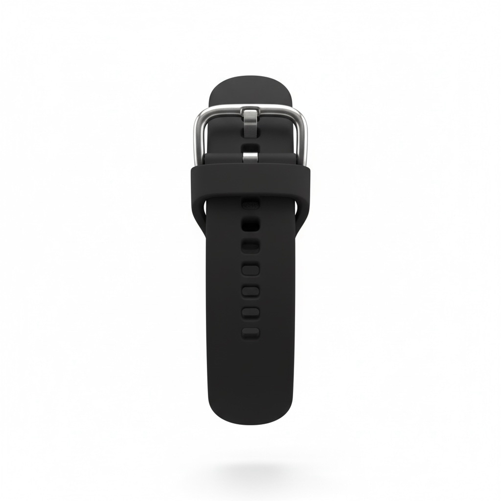 Black Silicone Watch Band Replacement Strap Silver Buckle NWOT